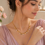 zircon Bead Gold Plated Necklace Non Tarnish