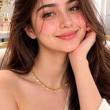 zircon Bead Gold Plated Necklace Non Tarnish