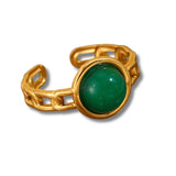 Natural Jade Stone Cuff Ring