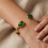 Oval Natural Agate Cuf Bracelet