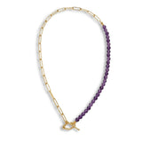 Amethyst Stones Paperclip Chain Necklace