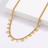 zircon Bead Gold Plated Necklace Non Tarnish