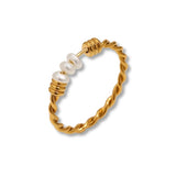 Twisted Gold Plated Freshwater pearls Ring