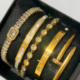 Classic Gold Bracelets Stack Non-Tarnish