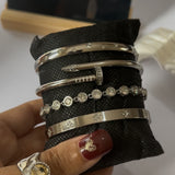 Stylish Silver Bracelets Stack Non-Tarnish
