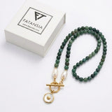 Moss Agate&Freshwater Pearl Necklace