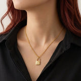 Crescent Moon Lock Necklace