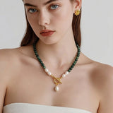 Natural Emerald and Freshwater Pearls Necklace