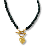 Emeral May Birthstone Heart Pendant Necklace