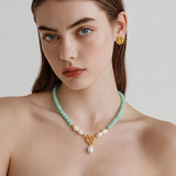 An Amazonite and Freshwater Pearl Necklace