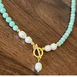 An Amazonite and Freshwater Pearl Necklace