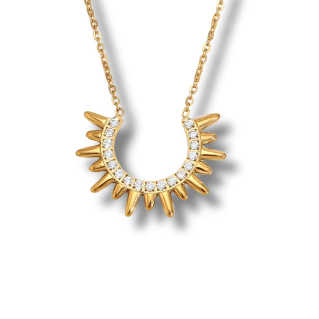 Crystal Sunburst Pendant Necklace