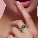 Natural Jade Stone Cuff Ring