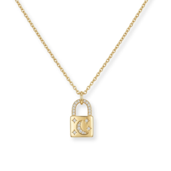 Crescent Moon Lock Necklace