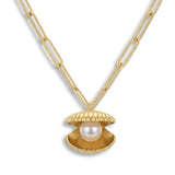 Golden Shell Pearl Necklace