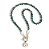 Moss Agate&Freshwater Pearl Necklace