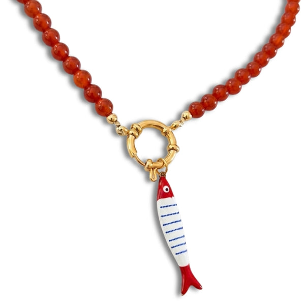 Lucky Carnelian Fish necklace