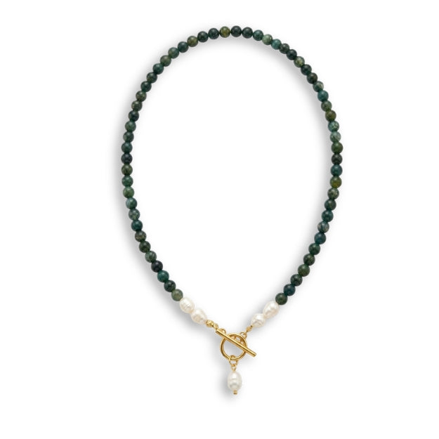 Natural Emerald and Freshwater Pearls Necklace