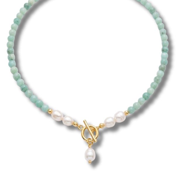 An Amazonite and Freshwater Pearl Necklace