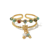 Dainty Gold Star Natural Stones Ring