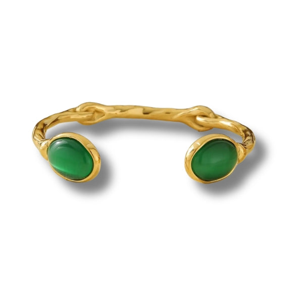 Oval Natural Agate Cuf Bracelet